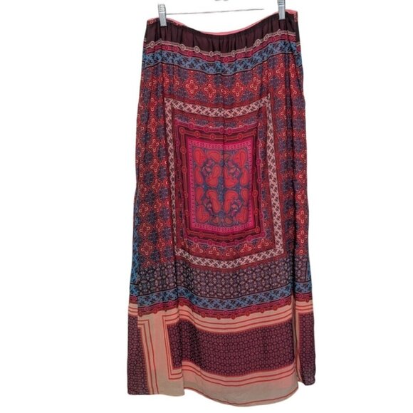 NEW Cato Bandana Print Maxi Skirt Womens Size Large Pink Boho Lined Pull On Long - Picture 1 of 10